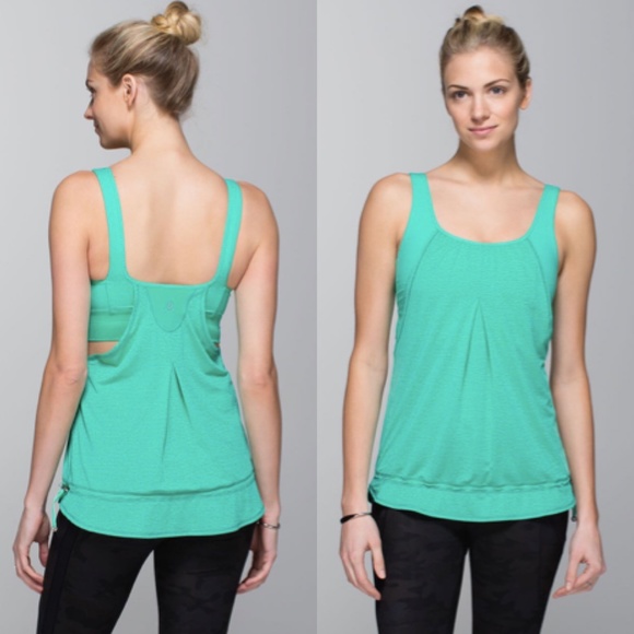 lululemon athletica Tops - Lululemon Run Times Tank in Heathered Bali Breeze
